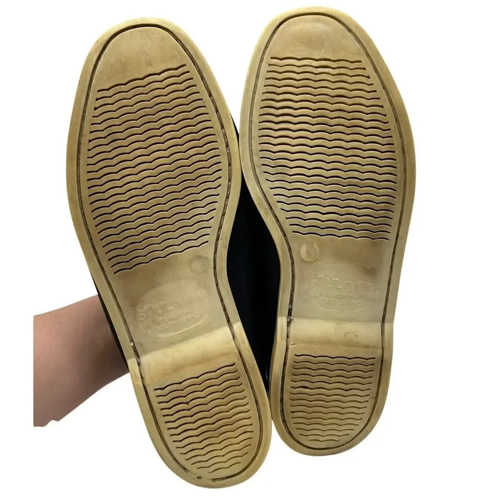 Soul of Africa Size 8 Navy Leather Boat Shoes Handmade Summer Nautical Coastal